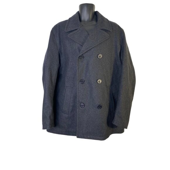 Tommy Hilfiger Men's Gray Peacoat‎ Wool Blend Blazer w/ Anchor Buttons SZ XL - Picture 2 of 9